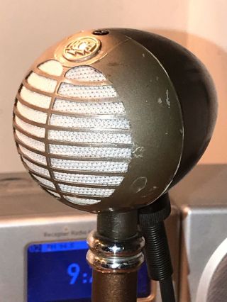 Vintage RARE 1950 ' s RCA MI - 12016 Bullet Microphone - sounds GREAT w/ stand - WLS 2