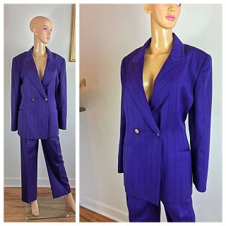 Vtg State Of Claude Montana Rizik Bros Purple Avant Garde High Waisted Suit L Xl
