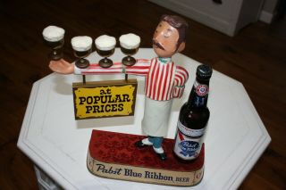Vintage Sign Pabst Blue Ribbon Beer Bottle Cast Metal Waiter Barkeep