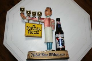 Vintage Sign Pabst Blue Ribbon Beer Bottle Cast Metal Waiter Barkeep 2