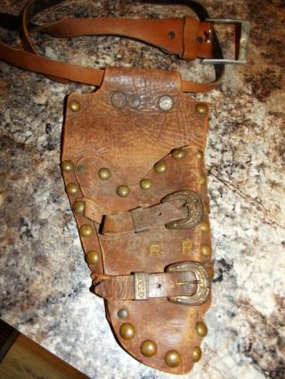 Vintage Roy Rogers Soft Brown Leather Holster And Belt