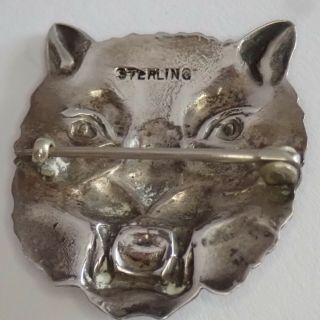 FINE ANTIQUE VICTORIAN EDWARDIAN STERLING SILVER TIGER CAT BROOCH 4