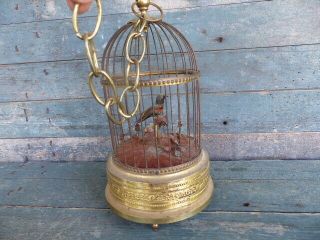 Antique Singing Bird In Cage Mechanical Automation Wind - Up Music Box