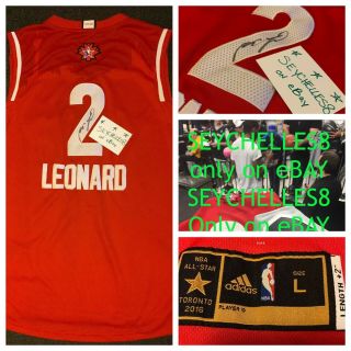 Kawhi Leonard Autographed Toronto All - Star Adidas Jersey Rare 2016 