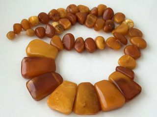 Rare Natural Vintage Amber Beads Antique Baltic Old Necklace 49 Gr