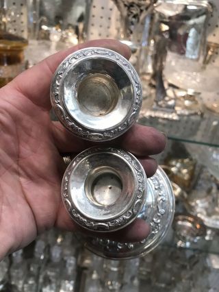 Antique Solid Silver Pr Of Dwarf Candlesticks By Gorham Weighted Scrap 747.  8gr 6