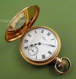 Antique Waltham Traveler Gold Plate Half Hunter Case Fob Pocket Watch 1918