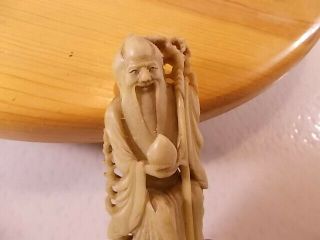 Vary Rare Old Chinese Shou Lao God of Longevity Hand Carved Soap Stone 2