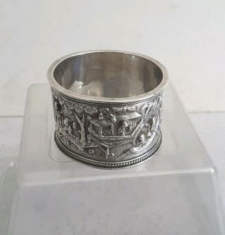 Quality,  Chinese Antique Solid Silver Napkin Ring.  C.  1900.