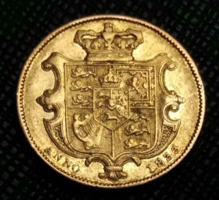1833 Great Britain Shield Back Sovereign King William Iv Very Rare Gold Coin