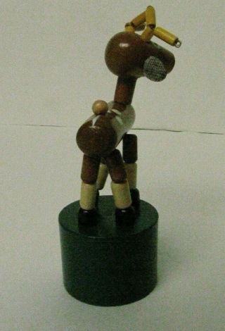 Vintage Wooden Push Button Thumb Puppet Collapsible Toy - Reindeer Christmas 4
