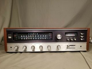 Vintage Fisher 401 Solid - State Stereo Receiver & Wood Cabinet &