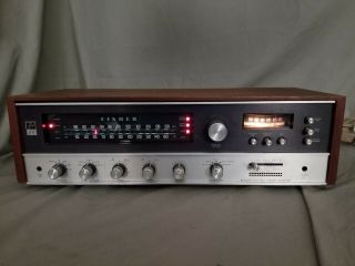 Vintage Fisher 401 Solid - State Stereo Receiver & Wood Cabinet & 2