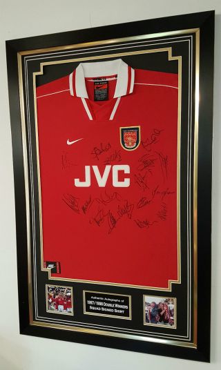 Rare 1998 Double Winners Of Arsenal Signed Shirt Autograph Display