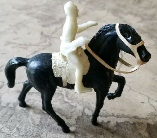 Vintage Stuart Black Horse White Pioneer Rider With Tack And Saddle