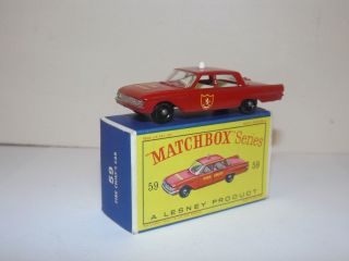 Matchbox Reg.  Wheel No.  59b Ford Fairlane Fire Chief Car Rare Shield Door Decals