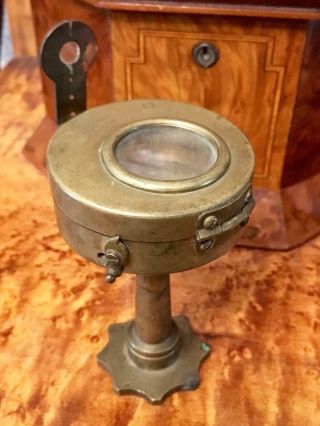 Antique Brass Pedestal Surveyor Compass Made By T.  Cooke London Dated 1919