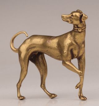 Christmas Gift Rare Brass Statue Figurine Solid Cast Greyhound Dog 