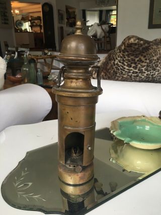 Tall Antique Brass Ship Oil Lantern Lamp Old Maritime Nautical