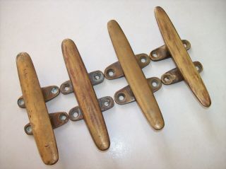 4 Vintage Solid Base Bronze Boat Cleats - Sailboat Cleats 6 " Bronze