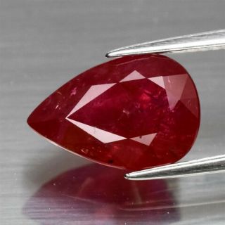 Big Rare 5.  31ct 12.  6x8.  6mm Pear Natural Unheated Untreated Red Ruby,  Mozambique