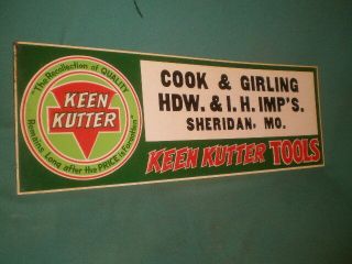 Vintage Keen Kutter International Harvester Sheridan,  Mo.  Cook & Girling Sign