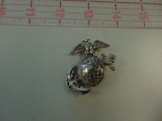 Ww2 U.  S.  Marine Corps Sweet Heart Ega Pin Back (rhinestones) Sterling B7 - 42