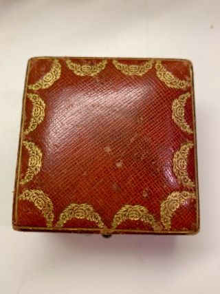 Antique Vintage Cartier Tooled Leather Jewelry Box Gold Embossing - Silk Lining