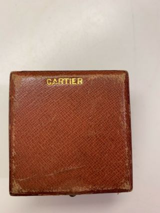 Antique Vintage CARTIER Tooled Leather Jewelry Box Gold Embossing - Silk Lining 3
