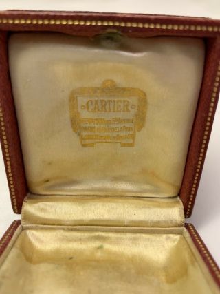 Antique Vintage CARTIER Tooled Leather Jewelry Box Gold Embossing - Silk Lining 4