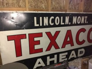 Lincoln Montana Texaco Oil Co.  Large Metal 4x8 Vintage Highway Advertising Sign