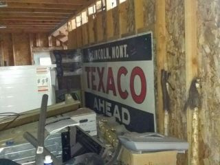 Lincoln Montana Texaco Oil Co.  Large Metal 4x8 Vintage Highway Advertising Sign 3