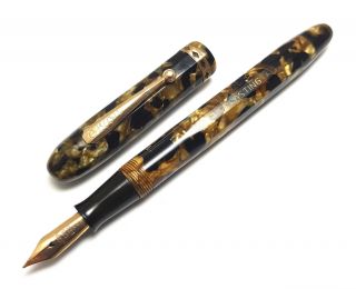 1930s Vintage Pen Orion Everlasting 563 Gold Marbled 10 Sided Restored
