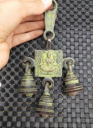Chinese Bronze Brass Buddhism Wind Chimes Exorcise Evil Spirits Pendant