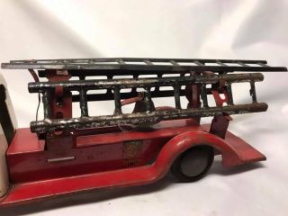 Vintage Turner Pressed Steel Ladder Fire Truck 6