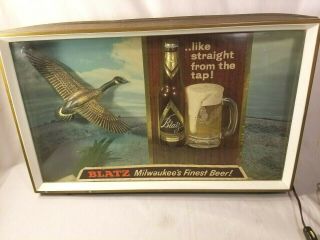 Vintage Blatz Beer 3d Shadow Box Lighted Sign Canadian Goose