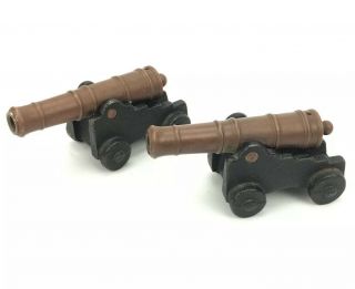 2 Vintage Penncraft Usa Small Cast Iron Brass Toy Civil War Cannon 3 " Long Set