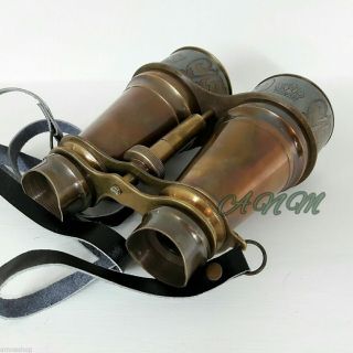 Antique Brass Binoculars With Belt Collectible Marine Gift Item