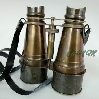 Antique Brass Binoculars With Belt Collectible Marine Gift Item 2