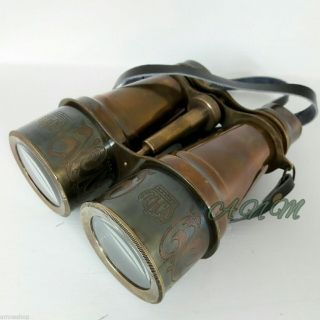Antique Brass Binoculars With Belt Collectible Marine Gift Item 4
