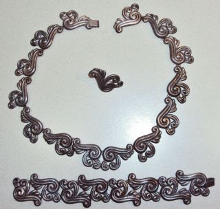 Antonio Reina Aar Sterling Silver Necklace Bracelet Earring Suite Set Vintage