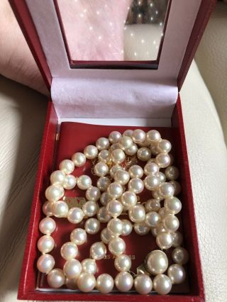 Gorgeous Majorica 8mm White Pearls 30” Long Necklace Made In Majorca Spain