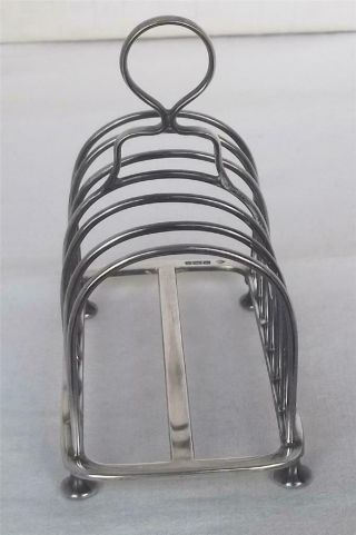 A LARGE & HEAVY SOLID SILVER EDWARDIAN SIX SLICE TOAST RACK SHEFFIELD 1908 157gm 4