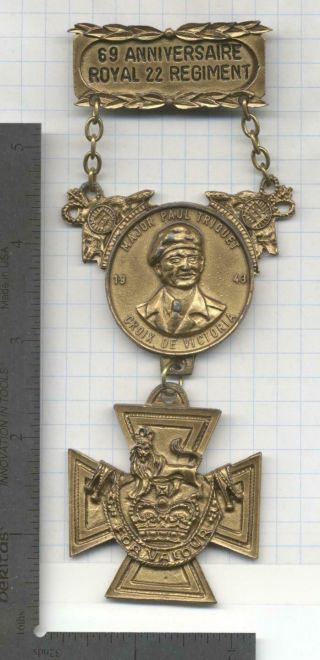 1983 69th Anniversary R22r Van Doos Regimental Medallion Royal 22nd Orig Vgc