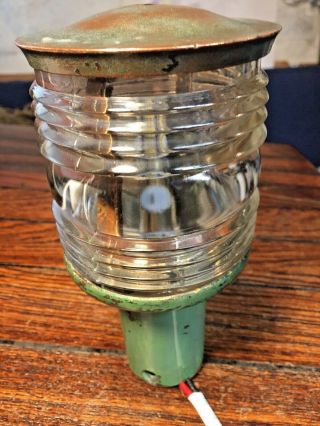 Vintage Bronze 360 Degree Masthead Light Glass Lens Newly Rewired Led Bulb