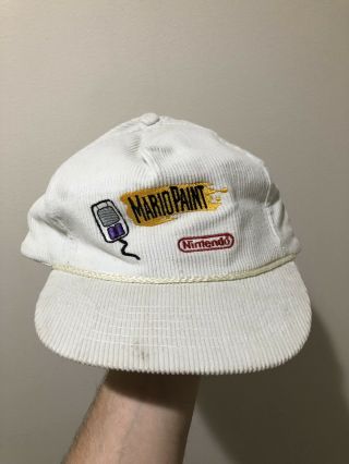 Vintage 1992 Nintendo Mario Paint Corduroy Strapback Promo Hat Cap Video Game