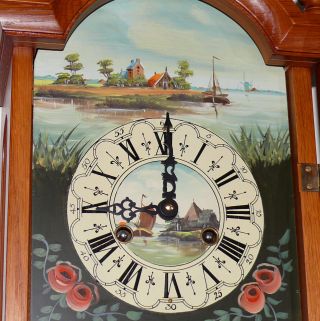 Old Wall Clock Antique Vtg Dutch Friesian Hand Painted Dial Regulator Serviced