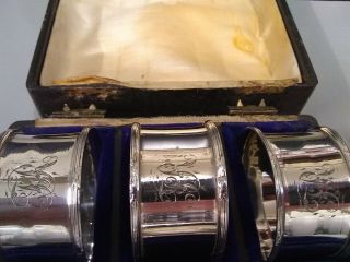 Silver hallmarked Birmingham 1939 set of 6 engraved napkin rings. 4