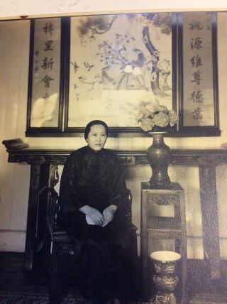 Chinese Antique Photo Seated Woman With Fine Antique Vases,  Art,  Tables,  8x10