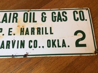 VINTAGE SINCLAIR OIL & GAS.  CO.  P.  E.  HARRILL GARVIN CO,  OKLA,  2 ENAMEL SIGN 3